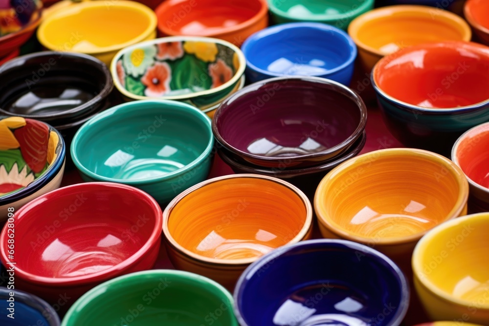 brightly painted ceramic bowls in an array brightly painted ceramic bowls in an array