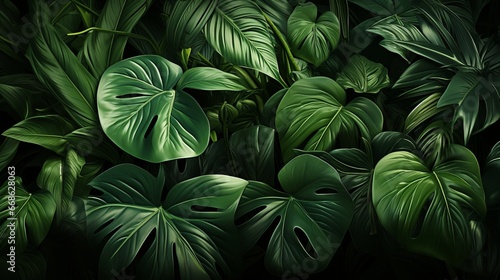 Abstract flora leaves background summer green. Generative AI.