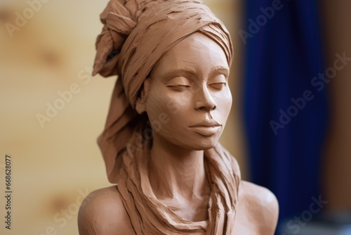 Tablou canvas a completed clay sculpture prior to firing