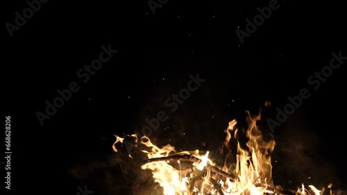 fire in the night in slowmotion