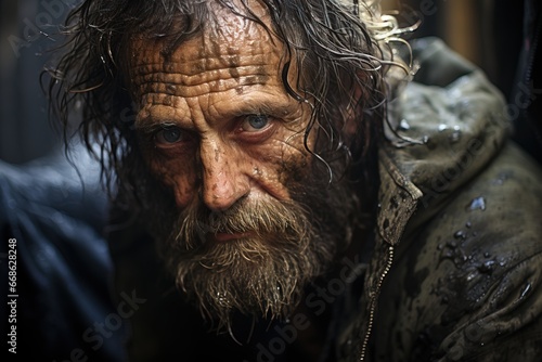 Poverty Third World Problem War Refugees Homeless Poor Civilians Living in Slums Senior Old Man