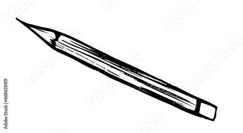 Pencil black and white vector illustration. Simple hand draw doodle. School ofice