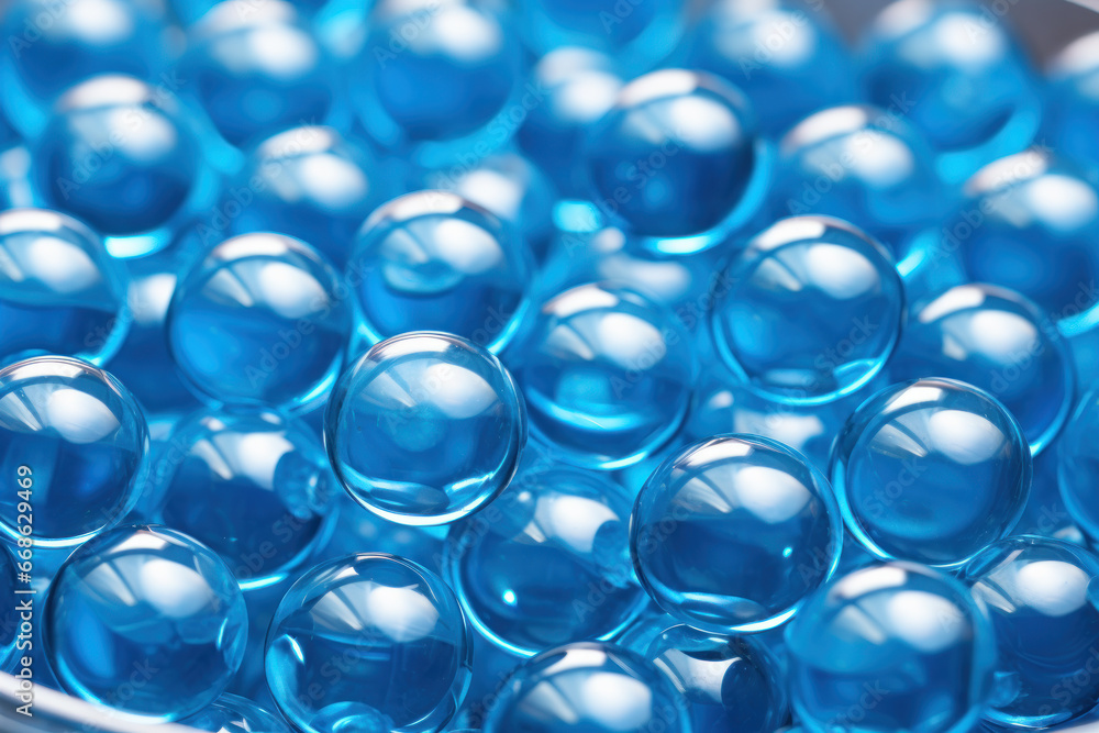 Close-up of blue gel beads