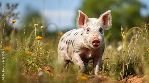 pig in the field , pig wildlife 