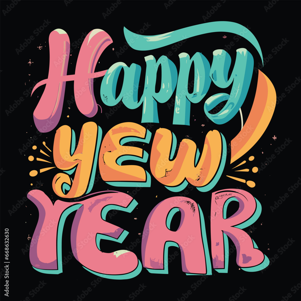 Happy New Year typography t-shirt design 