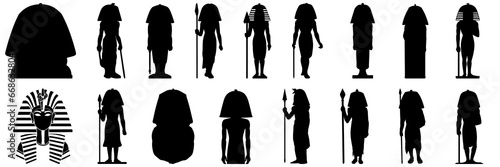 Egypt silhouettes set, large pack of vector silhouette design, isolated white background