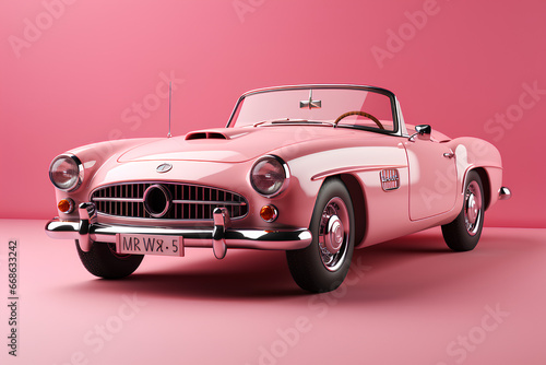Pink car on a pink background.