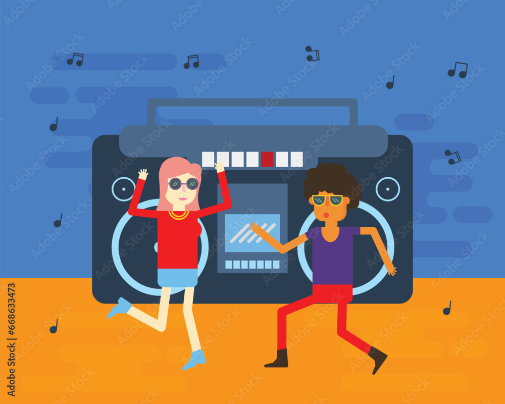 Obraz premium music party flat character