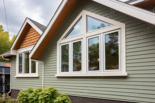 detailed shot of a front-facing gable and windows