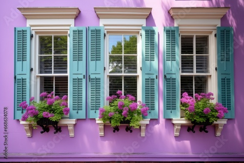 detailed view of wooden shutters of a dutch colonial house