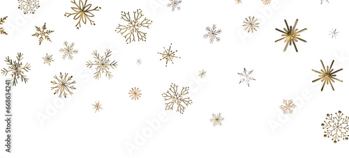 Snowflake Ballet: Exquisite 3D Illustration of Descending Festive Snowflakes in Motion