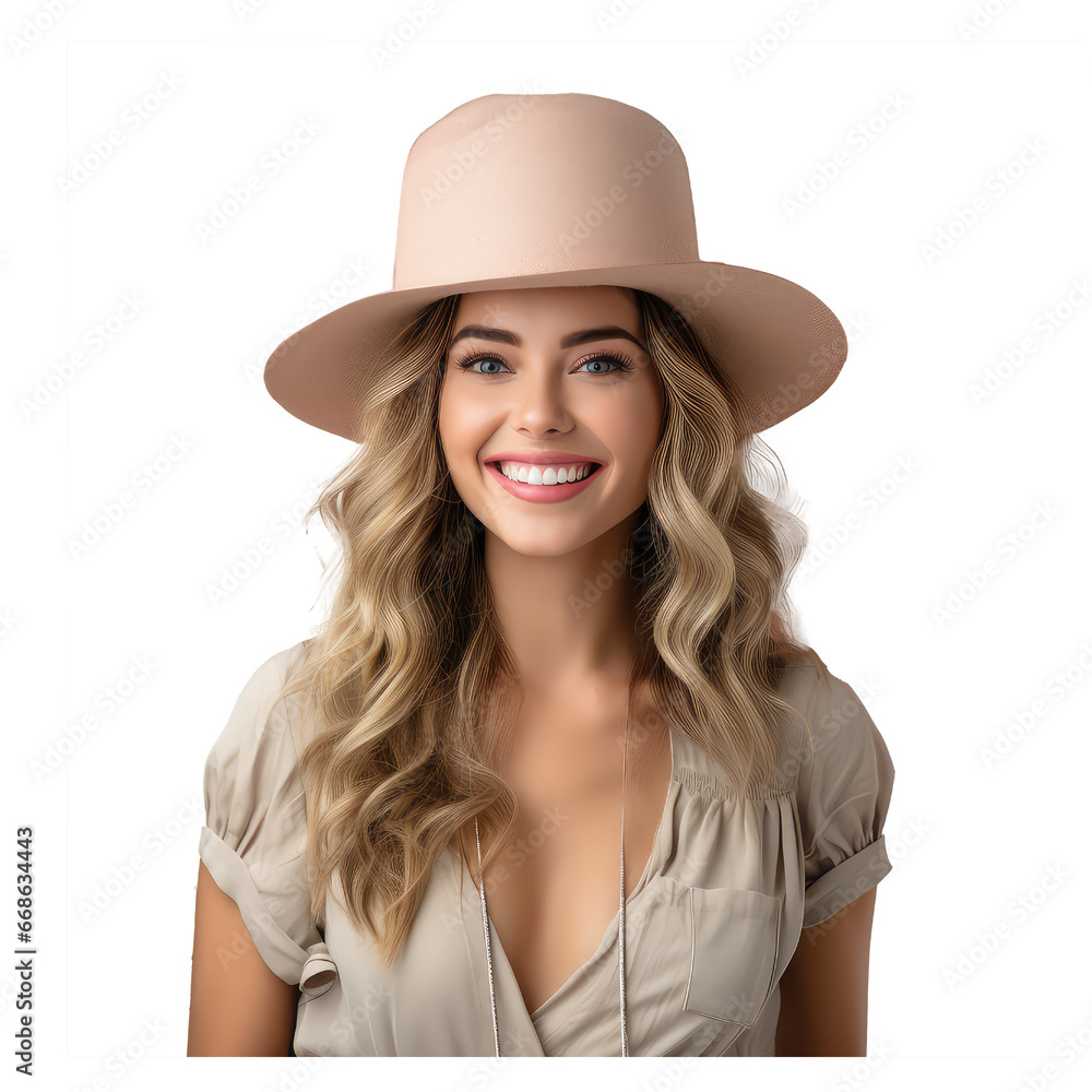 fun happy woman wearing hat birthday isolated on transparent background fun happy woman wearing hat birthday isolated on transparent background