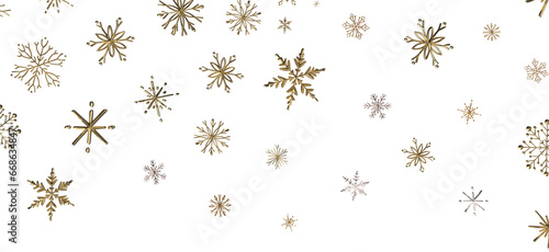 Snowflake Ballet: Exquisite 3D Illustration of Descending Festive Snowflakes in Motion