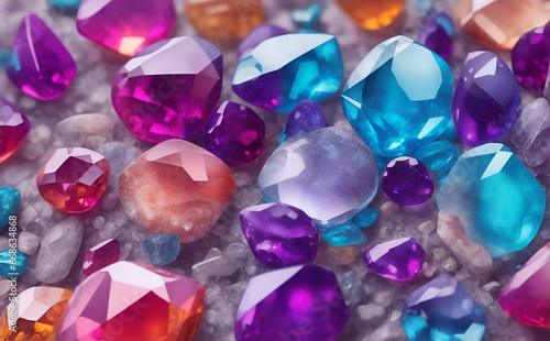 gemstones wallpaper, Colorful and Magical Stones Background, generative ai