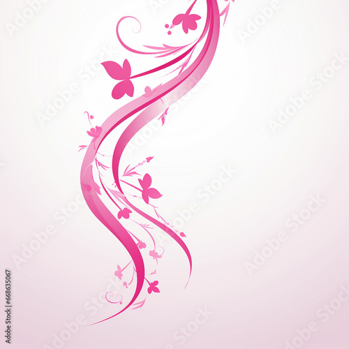 Minimalist pink ribbon on a white background elegant and stylish photo