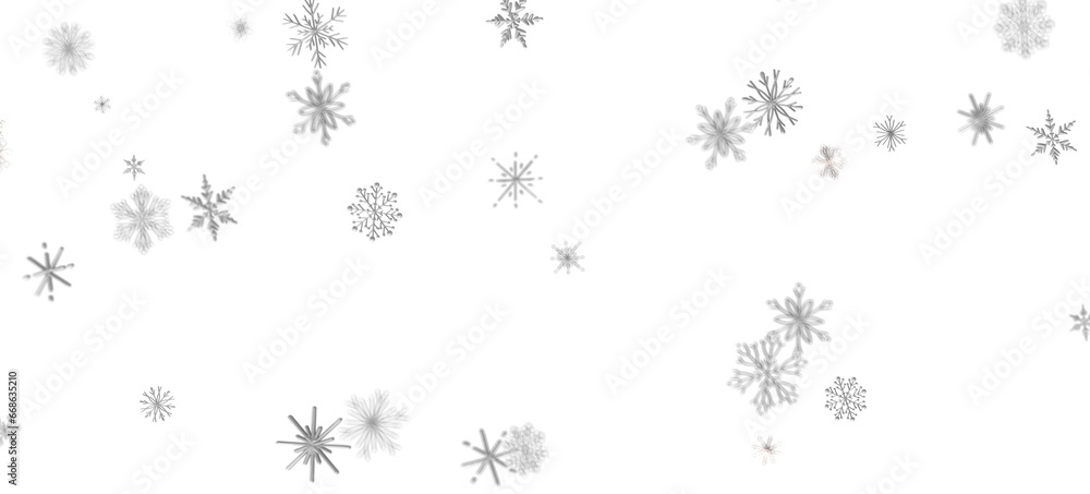 Snowflake Cascade: Mesmerizing 3D Illustration Depicting Descending Christmas Snowflakes