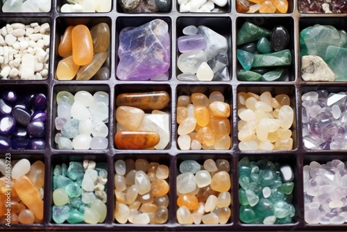 variety of polished gemstones in biodegradable trays
