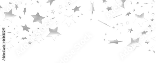 sparkling Christmas confetti falling isolated on white. magic shining flying stars glitter backdrop  sparkle border