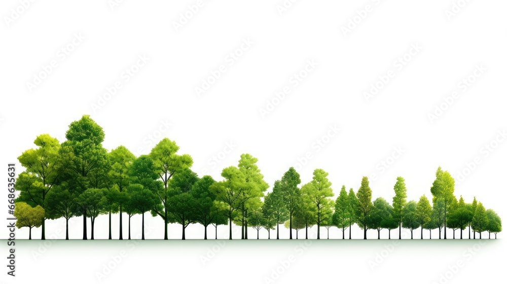 image of vertical bar chart made out growing trees showing process of tree's growth. Sustainability concept.
