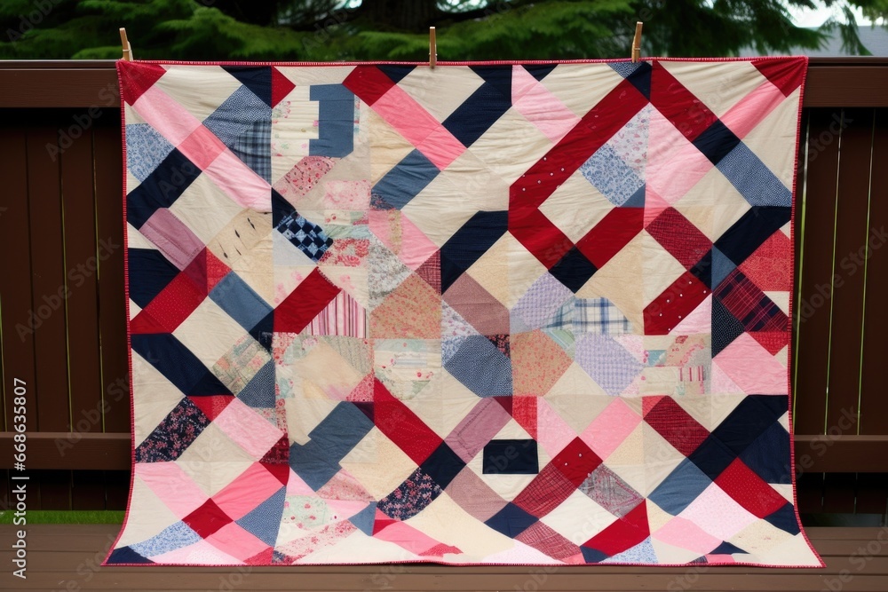 Obraz premium a handmade quilt pieced together from family clothes
