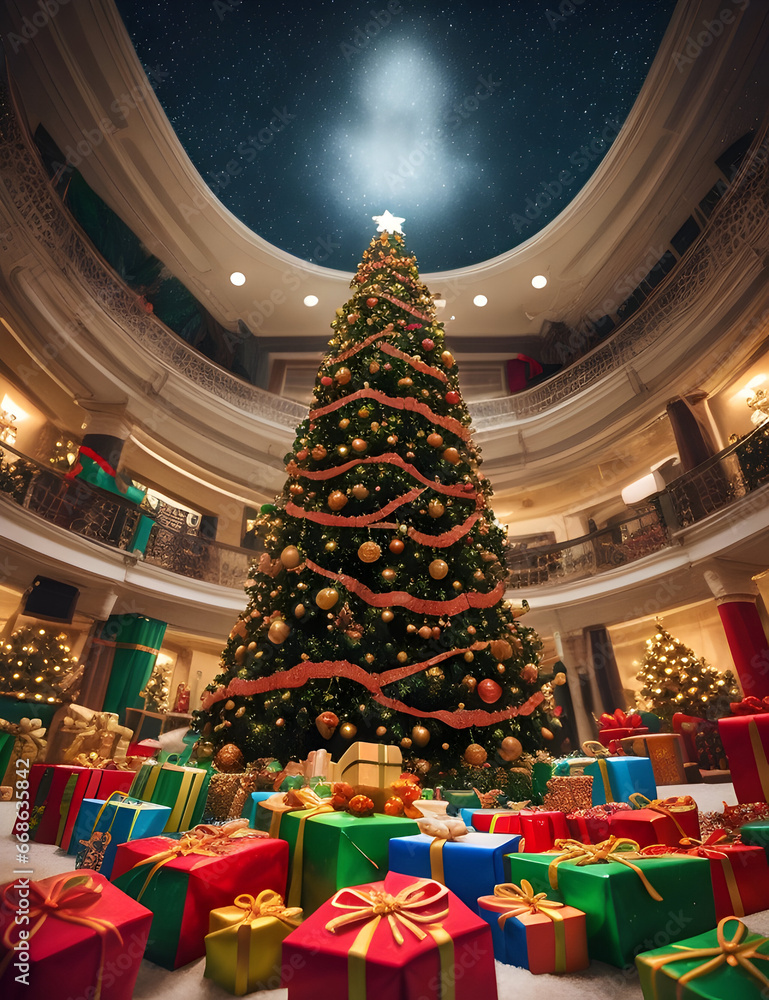 Fototapeta premium christmas tree with presents