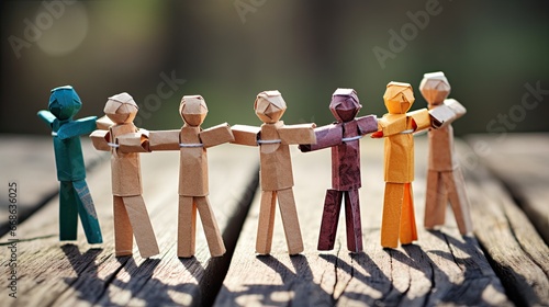 Paper Men Joining Together As Team, Union, Family or Network 