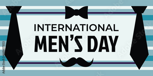 international men's day banner, flat style vector. design for banner, poster, flyer, greeting card, social media, web.