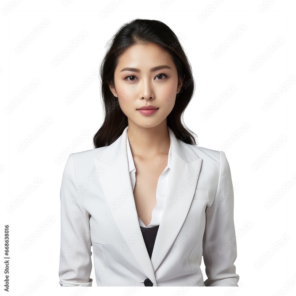 30 year old Asian girl wearing a suit isolated on transparent background 30 year old Asian girl wearing a suit isolated on transparent background