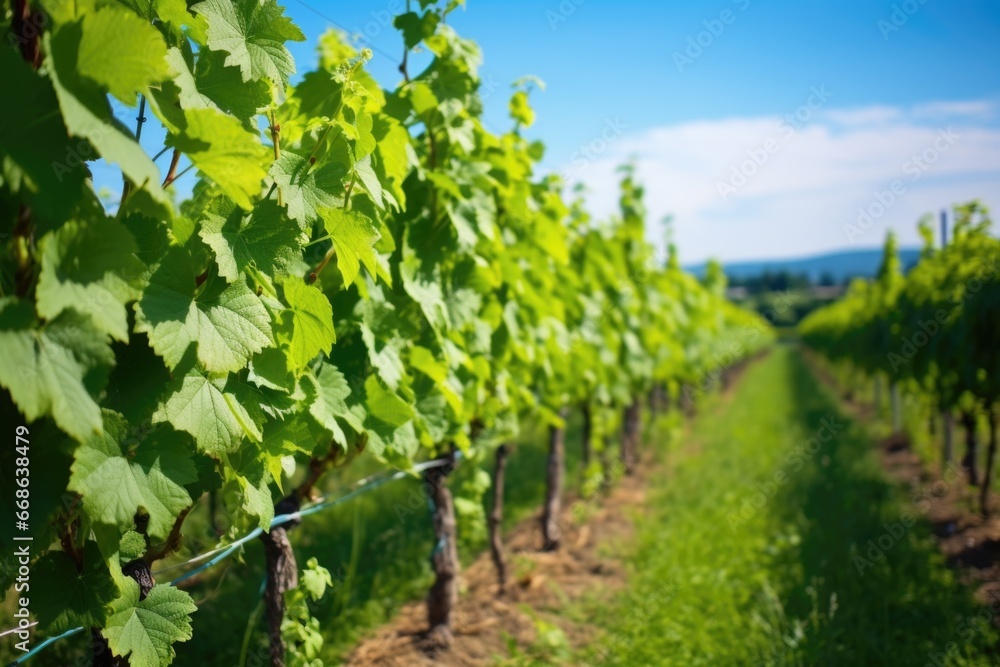 rows of vineyard grapes flourishing