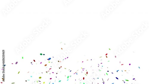 Colorful 3D animation of confetti falling on Alpha Screen Background 4K. Celebrate the holidays. Easy to put it into your scene or video. confetti celebration, birthday party, anniversary party