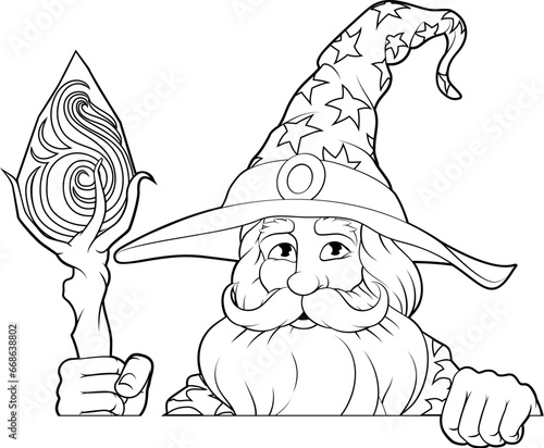 A wizard merlin cartoon beard magician man Halloween character mascot