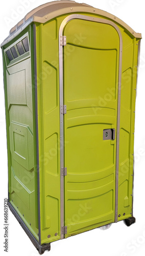 Green porta potty porta john public toilet on transparant background. High resolution png photo