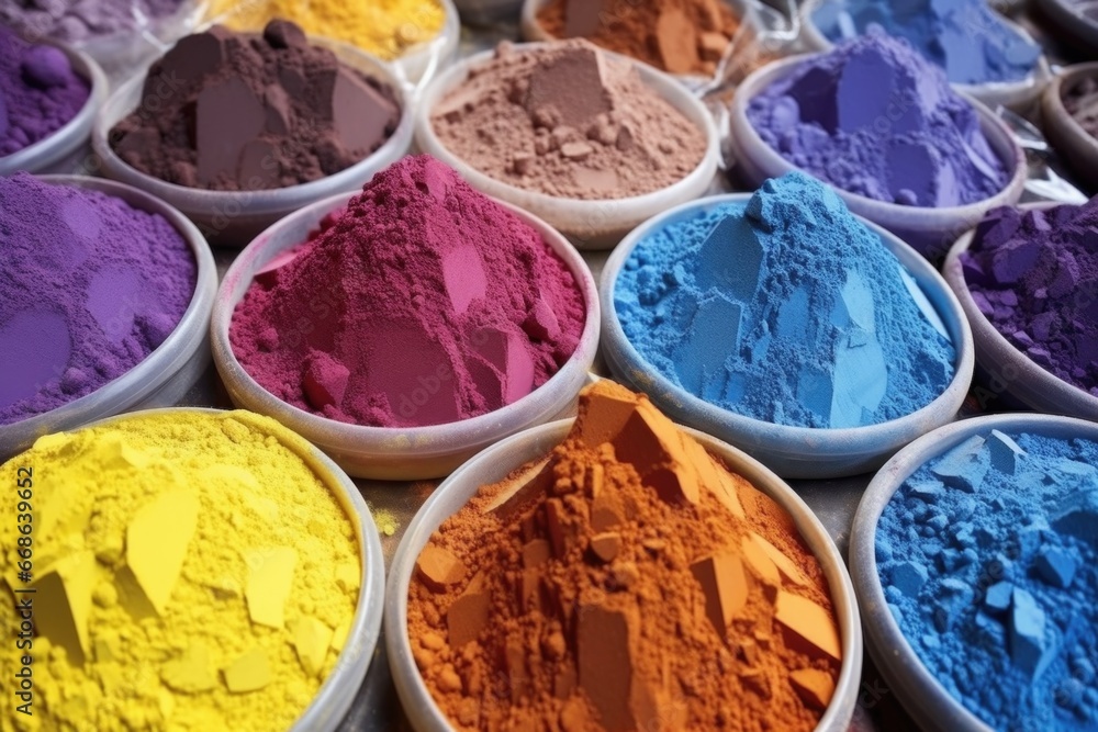 close-up shot of raw pigments before being mixed close-up shot of raw pigments before being mixed