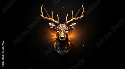 A low poly art illustration of a deer head, in the style of complex lines