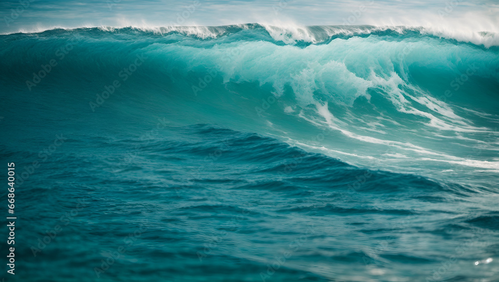 Fototapeta premium Abstract water ocean wave, blue, aqua, teal texture. Blue and white water wave web banner Graphic Resource as background for ocean wave abstract. Backdrop for copy space. Generative AI.