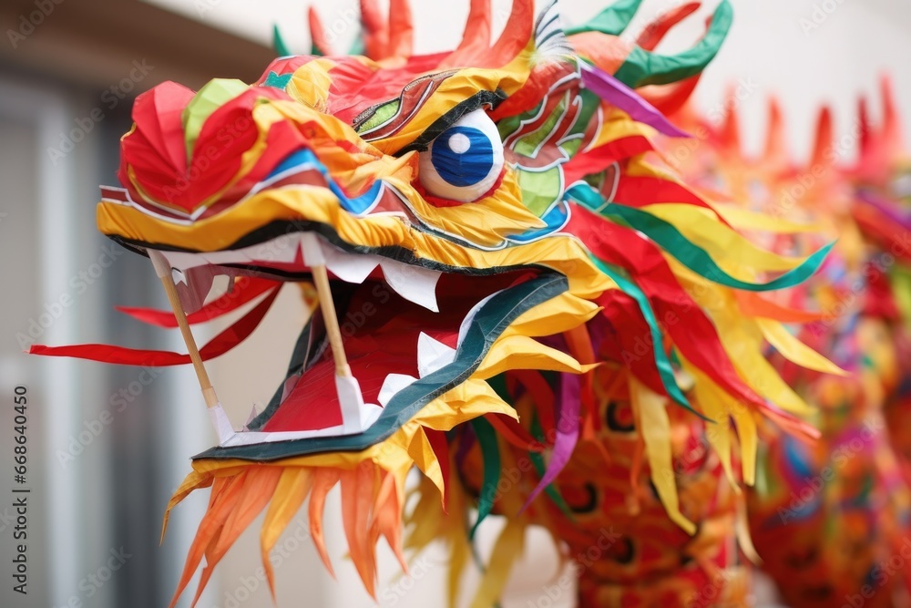 detail shot of a traditional chinese dragon kite