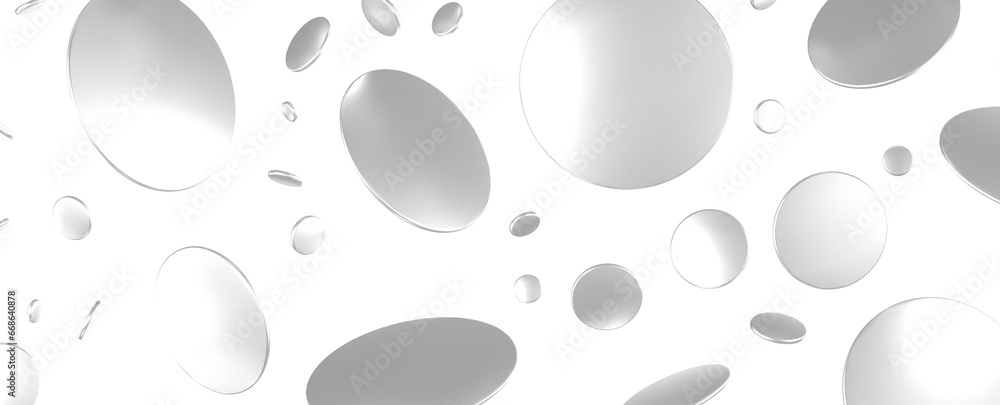 silver  Rainfall: Astonishing 3D Illustration of silver  Confetti Shower