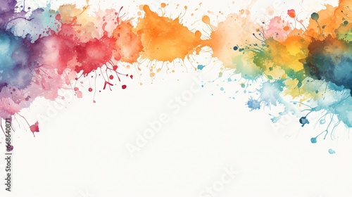 Template Background Rainbow Colors Watercolor Abstract Concept Art for Powerpoint Presentation Slides Zoom Illustration