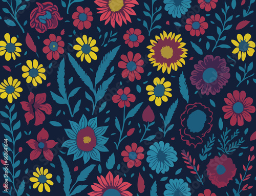 Vibrant Flower Vector Design. Vector illustrations depicting flowers geometric shapes and wild blooms.  