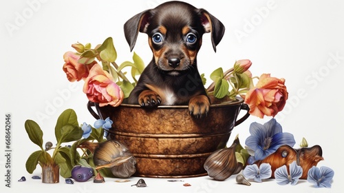 dachshund puppy with a toy  generated by AI tool © Sundas