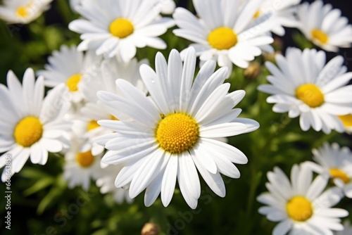 close-up of daisy flowers in full bloom