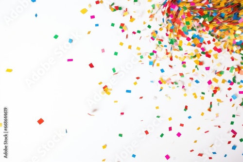 a colorful confetti explosion on white background