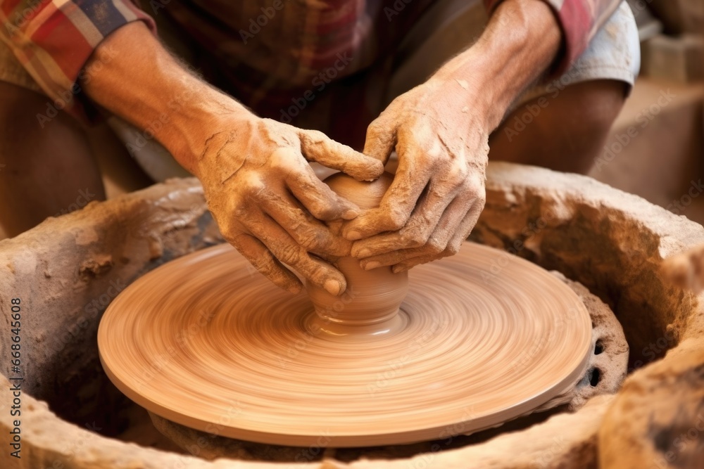 view of a terracotta pottery wheel view of a terracotta pottery wheel