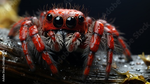 Cute little spider close-up. Generative AI. © ProVector