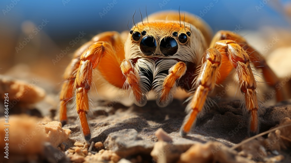 Cute little spider close-up. Generative AI. Cute little spider close-up. Generative AI.