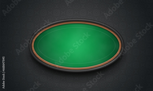 Poker table with green cloth on dark background. Vector illustration.