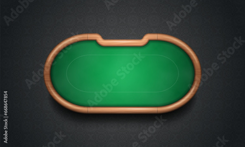 Poker table with green cloth on dark background. Vector illustration.