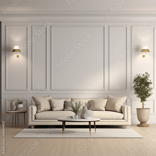 Colonial Living Room interior  Living Room interior mockup  Colonial style Living Room mockup  empty wall mockup