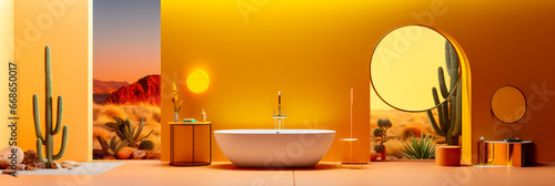 Goldene Badewanne. Luxus Badezimmer in schöner Ambiente. Generiert mit KI