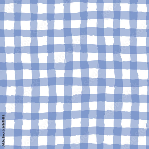 Gingham pattern seamless Plaid repeat vector in blue and white. Design for print, tartan, gift wrap, textiles, checkered background for tablecloths.